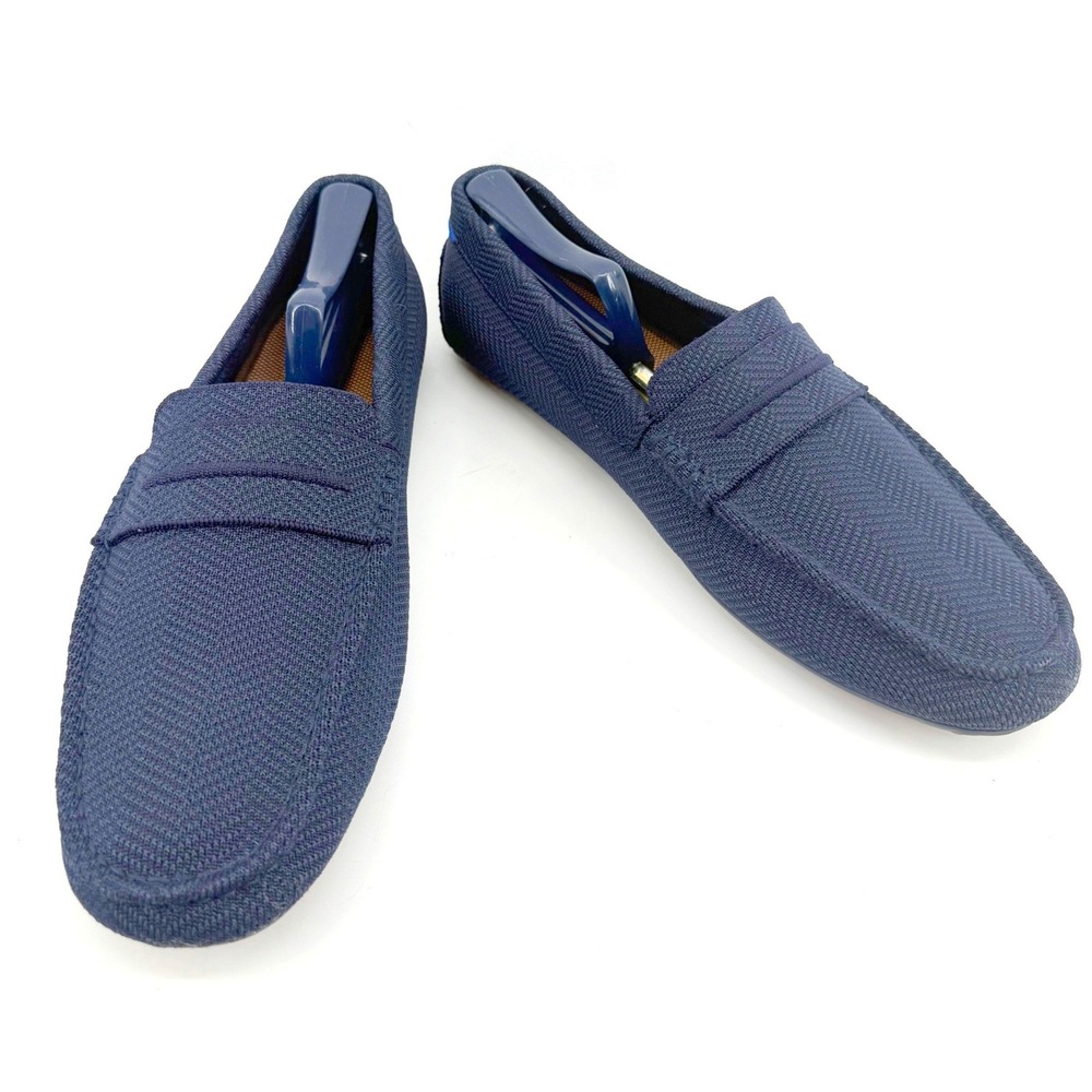 Rothy's The Driving Loafer Mens 12.5 Navy Blue Knit Slip On Penny Shoe Comfort